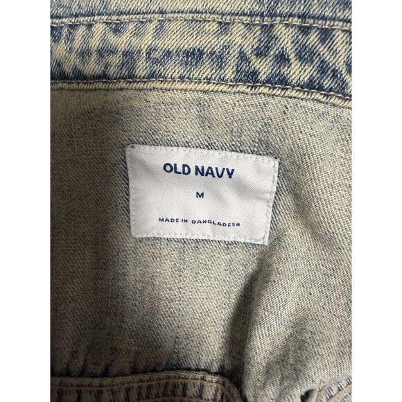 Old Navy Blue Denim Jacket Womens Medium Light Wash Trucker Distressed 1984 - Picture 6 of 13